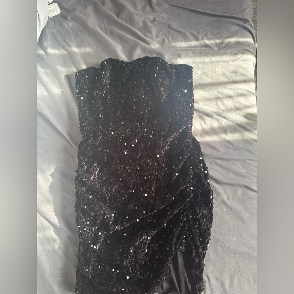Medium black sequin dress with slit